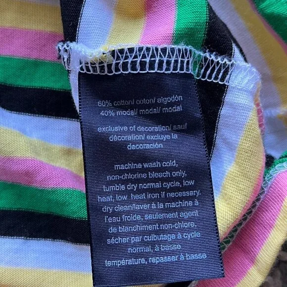 Tommy Hilfiger TShirt Women Large Multicolor Striped Cotton S Sleeve Preppy Top - Picture 6 of 6
